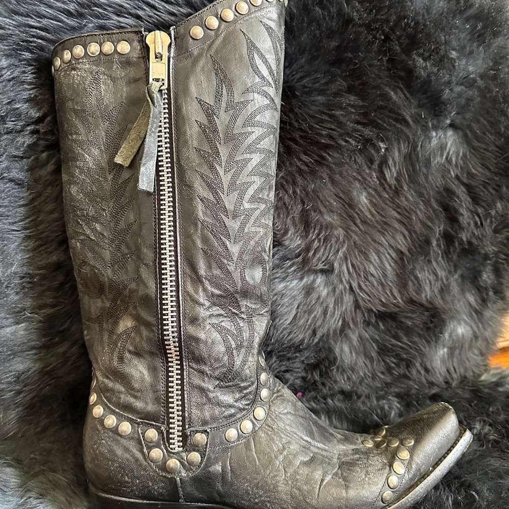 Old Gringo Black Rockrazz Leather Boots, Sz 10